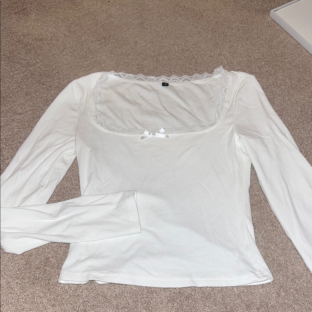 Elegant White Lace Trim Top